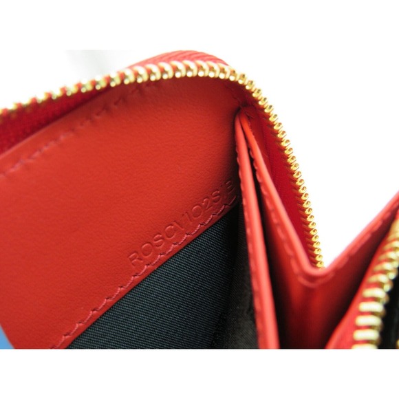 BURBERRY ELMORE RED LOGO EMBOSSED LEATHER ZIP AROUND CLUTCH CONTINENTAL WALLET - Picture 11 of 15